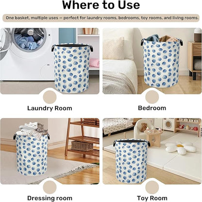 Blue Polka Dots Laundry Basket