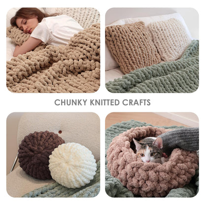 Jumbo Chenille Chunky Yarn for Crocheting - Super Bulky Fluffy Chunky Yarn for Hand Knitting - Extra Thick Soft Blanket Big Yarns 8 Jumbo Pack (27yds,8 oz Each Skein)