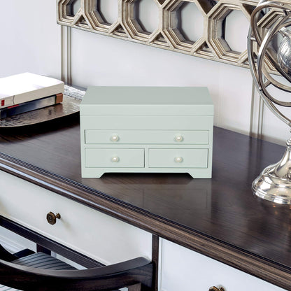 Mele and Co Bianca Wooden Jewelry Box in Seafoam Finish
