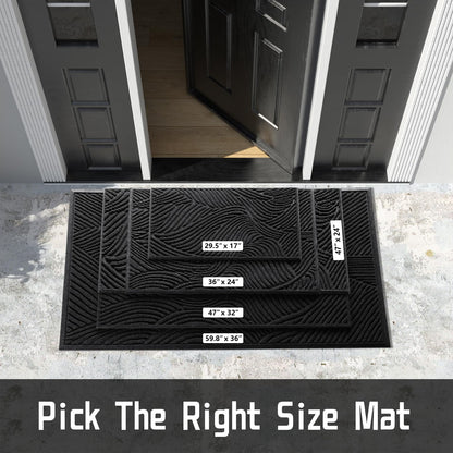 Yimobra Doormat Outdoor Entrance, Simple Stripes All-Weather Waterproof & Non-Slip Mat for Front Door, Heavy Duty Welcome Mat for Indoor, Garage, Patio-29.5x17, Black