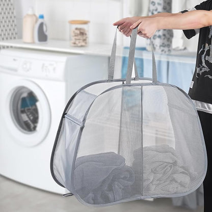 Seiritex Mesh Popup Laundry Hamper 2 Compartment, Collapsible Laundry Sorter