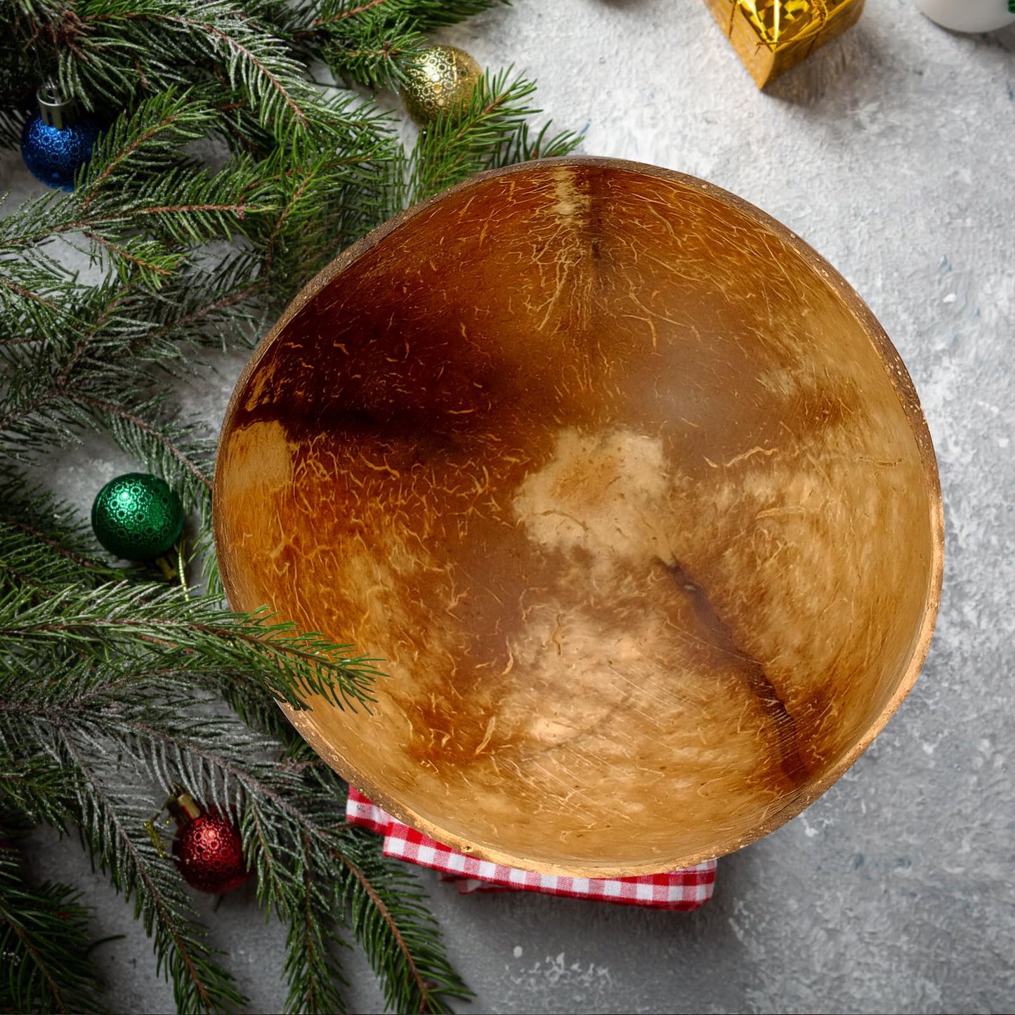 TANEMUDO 14 Pcs Coconut Shell Bowls Small Polished Wooden Bowls for Smoothie Acai Salad and Vegan Gifts, Natural Rustic Kitchen Decor (Small)