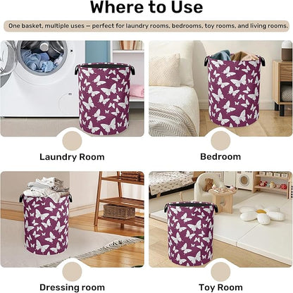 Purple Butterfly Silhouette Laundry Basket