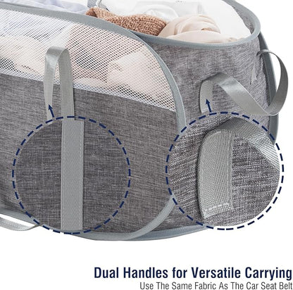 TECHMILLY Collapsible Laundry Basket, Foldable Tear Proof Mesh Pop Up Hamper