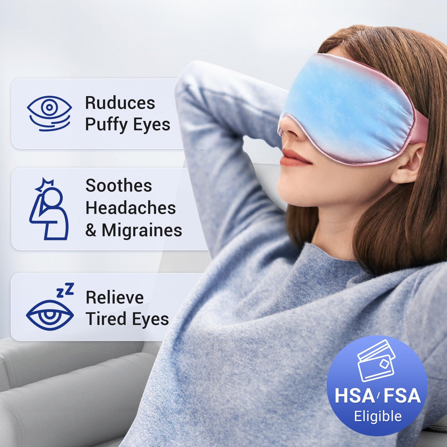 Coolig Eye Mask for Puffy Eyes: Fsa Eligible Items Hsa, Cold Compress for Migraines Headache After Surgery & Puffiness, Reusable Face Ice Pack Gel Sleep Mask for Dark Circles, Relaxing Gifts(Purple)