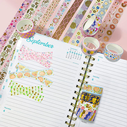 Puninoto 60 Rolls Floral Washi Tape Set,Flower Patterns Decorative Skinny Blooms Masking Tapes with Gold Foil Supplies for Arts,Scrapbook,Planner,DIY Arts and Crafts,Gift Wrapping