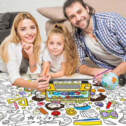 X1zuue Back to School Giant Coloring Poster for Kids -Jumbo First Day of School Blank Paper Banner Large Coloring Table Cover for Classroom Home Party DIY Art Craft Activity Supplies 55 x 23.6 Inch