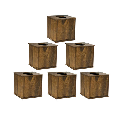 6 Pack Square Tissue Box Cover (6 x 6 x 6 inches) Rustic Wood Tissue Box Holder with Slidingout Bottom Wooden Tissue Box Cover Cube for Tabletop Stands Bathroom Bedroom Dinner Table