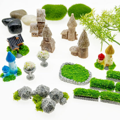 Woohome Fairy Garden Kits 45 PCS Miniature Garden Accessories Micro Landscape Miniature Figurines for DIY Micro Landscape Ornaments