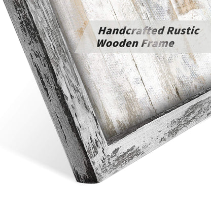 Rustic Wooden Framed Wall Art: Blossom Flower Artwork Print on Natural Wood Picture Painting for Home & Kitchen (12”W x 16”H)