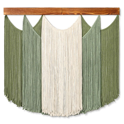 Dremisland Macrame Wall Hanging Dip-Dyed Large Boho Wall Decor Yarn Tapestry Handmade Sage Green Woven Tapestry Wall Art Decorations for Bedroom Living Room Nursery Apartment 31.5"x29.5"