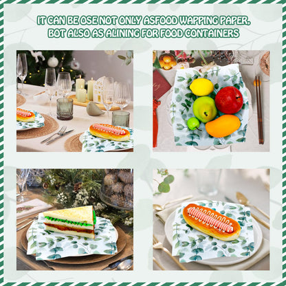 150Pcs Eucalyptus Deli Paper, 9.8 x 8.3inch Eucalyptus Proof Food Deli Paper Sandwich Wrap Paper Grease Resistant Paper Liners Greaseproof Food Wax Paper for Home Kitchen