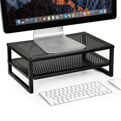 CAXXA 2-Tier Metal Laptop PC Monitor Stand Riser MAX 50 LBS Loading for Monitor, Printer,Black