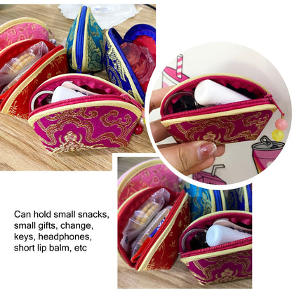 MIAO JIN 20Pcs Silk Coin Purse Zipper Purse Embroidery Sugar Jewelry Bag Lipstick Container Coin Wallet Gift Bag