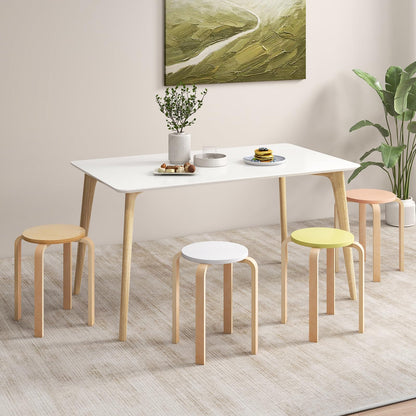 Giantex Bentwood Stackable Stools Set of 4, 18" Round Stacking Backless Nesting Stools, School Chairs, Flexible Seating for Classroom Elementary, Students, Adults, Kitchen, Dining Room