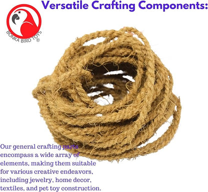 Bonka Bird Toys 3855 Natural Coconut Fiber 30' Rope, Parrot Bird Toy DIY Projects Craft, Amazon, Macaw, African Grey, and Similar