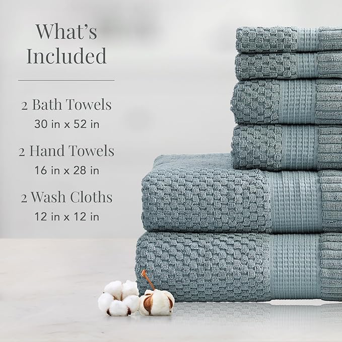 NY Loft 100% Cotton Towel Set 6 Piece | Super Soft & Absorbent Quick-Dry 2 Bath