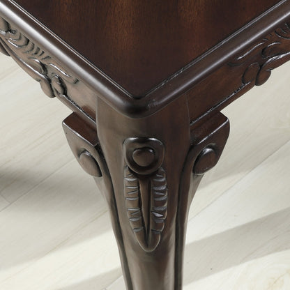 Roundhill Furniture Traditional Ornate Detailing Wood Coffee Table, Dark Cherry