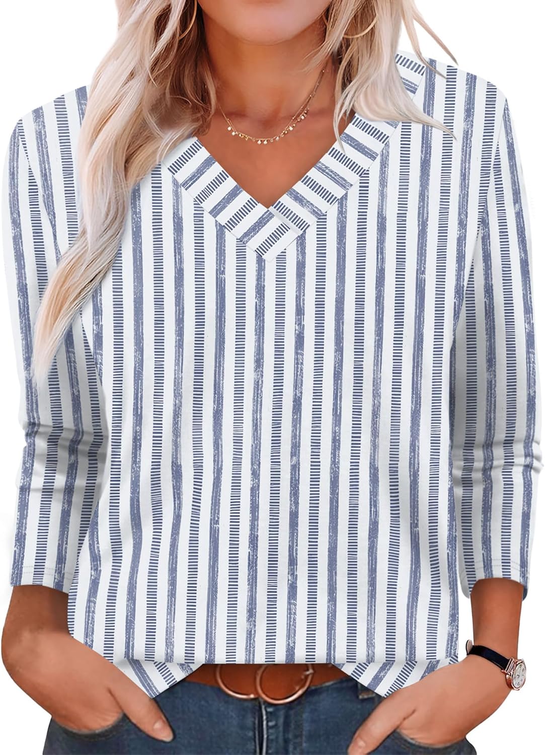 XIEERDUO Long Sleeve Shirts for Women V Neck Fall Tops Basic Tunic Tops Loose Fit Dressy 2025