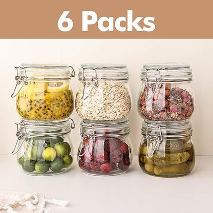 Liuruiyu 16oz - 6 Pack Round Glass Jars