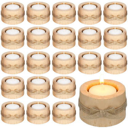 Ctosree Rustic Wedding Favors for Guests Bulk Wooden Tea Lights Candle Holder Handmade Votive Candles for Farmhouse Wedding Baby Shower Favors Party Table Centerpieces Birthday Decoration(50 Pcs)