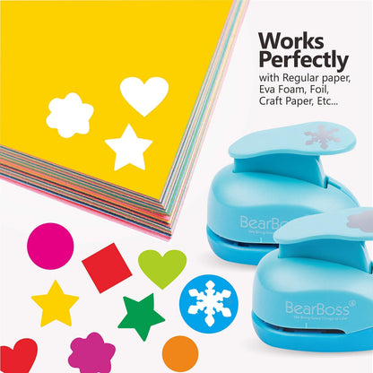 6 Craft Hole Punch Shapes 1 Inch Paper Punches for Crafting Handmade Scrapbooking Punches Mix Shapes Designs for Kindergarten Teacher Office Supplies by BearBoss