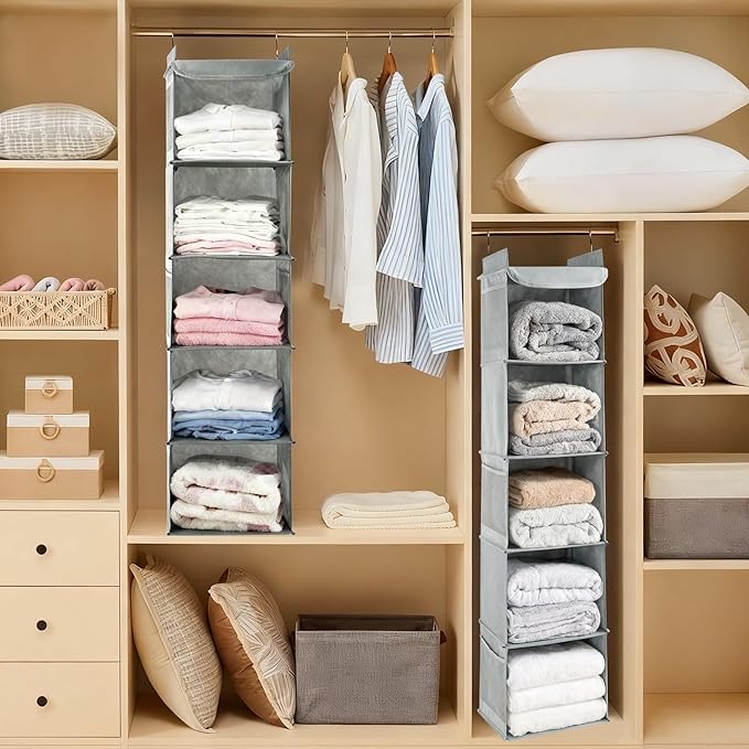5-Shelf Hanging Closet Organizer and Storage, Closet Hanging Storage Shelves