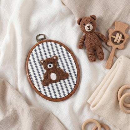 Chunful Felted Blue Striped Bear Nursery Wall Decor Cute Wall Art Decorative Artwork for Nursery Themes Bathroom Living Room Classroom Home Decoration