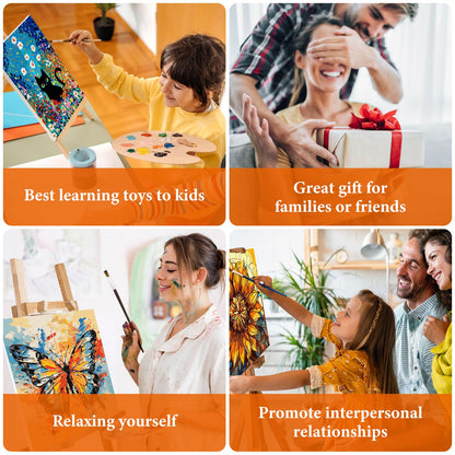 Fountor Framed Paint by Numbers Kit for Adults Beginner, Countryside Sunset Adult Paint by Number Kits on Canvas, Riverside Cabin Oil Painting by Numbers for Home Decor Gift 16” W x 20”L