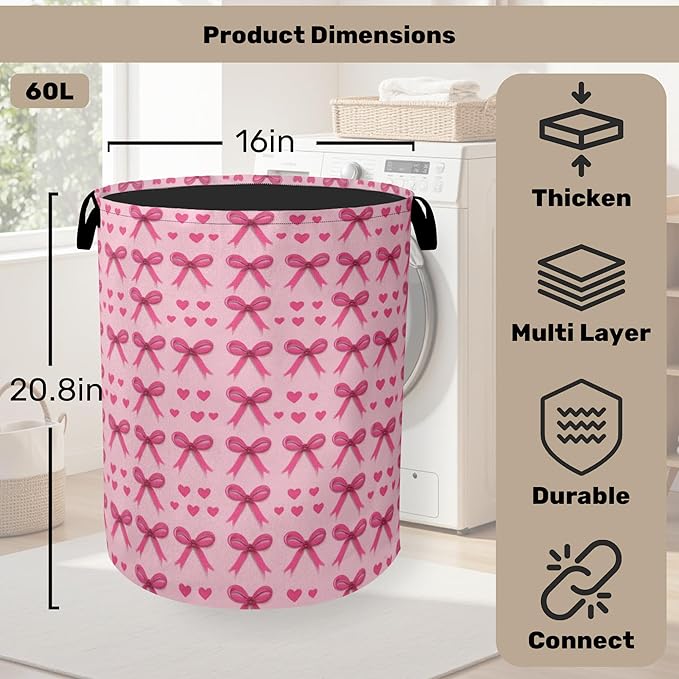 Pink Bow Laundry Hamper