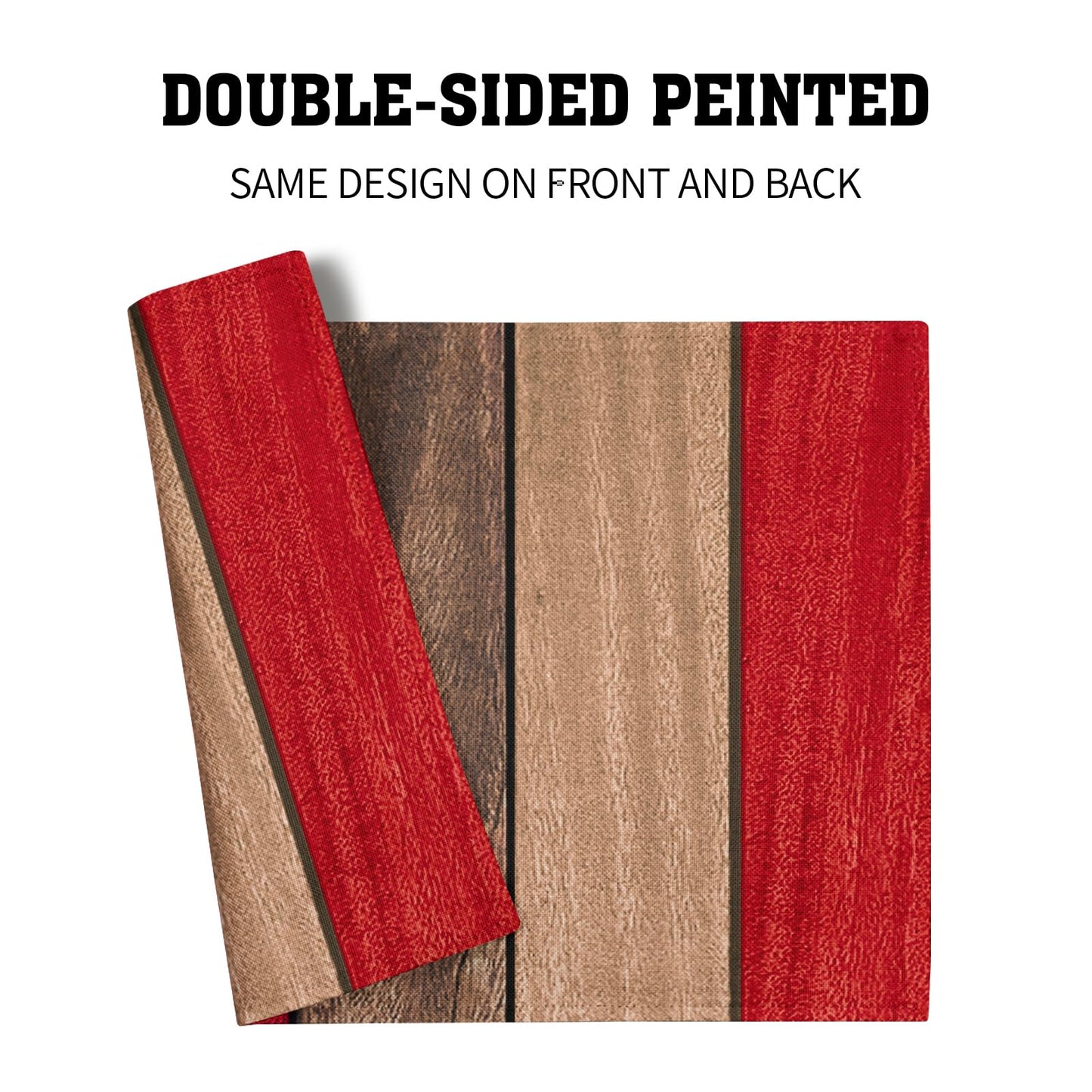 Giwawa Rustic Wood Placemats Set of 4- Retro Red Brown Wooden Board Linen Place Mat 12x18 Inch- Farmhouse Country Style Washable Heat Resistant Table Mats for Kitchen Dining Cabin Decor