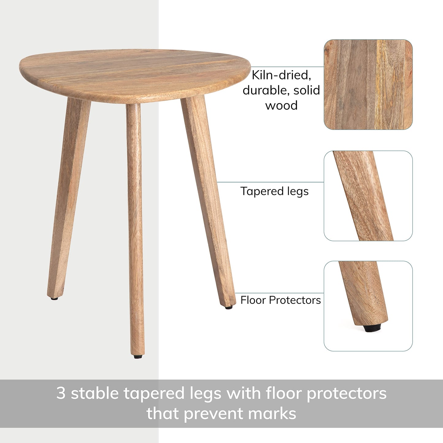 MH London Side Table - Wandsworth Wooden End Table - Exclusively Designed Hand Crafted Small Tables - Contemporary Triangle End Table for Living Room, Bedroom Bedside Tables and Office, Natural