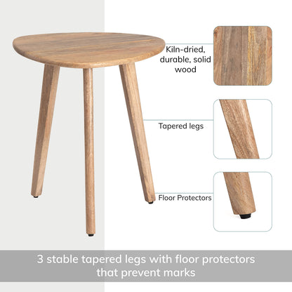 MH London Side Table - Wandsworth Wooden End Table - Exclusively Designed Hand Crafted Small Tables - Contemporary Triangle End Table for Living Room, Bedroom Bedside Tables and Office, Natural
