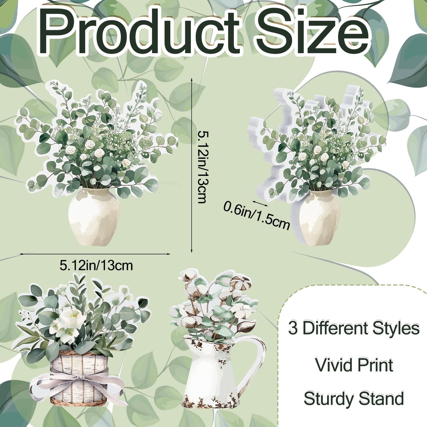 BrightRow 3 Pcs Eucalyptus Table Decor Retro Sage Green Centerpiece for Tiered Tray Floral Block Tabletop Signs for Home Plaque Housewarming Gift