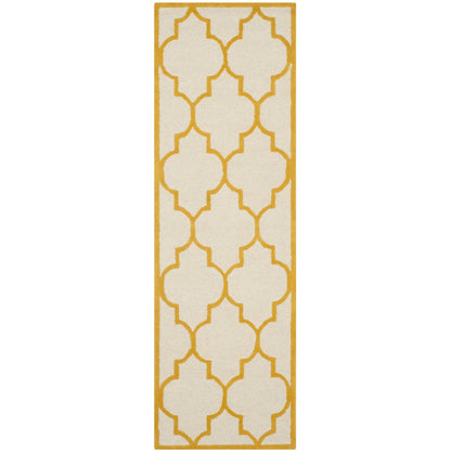 SAFAVIEH Cambridge Collection Runner Rug - 2'6" x 10', Ivory & Gold, Handmade Moroccan Trellis Wool, Ideal for High Traffic Areas in Living Room, Bedroom (CAM134U)
