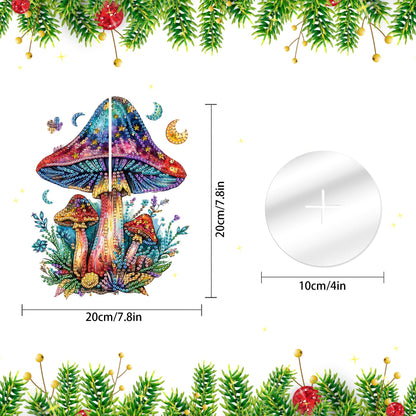 Ginfonr Tabletop Diamond Art Painting Kit, Double Sided Special Shaped Rhinestone Desk Placement Ornament, Mushroom Acrylic Easy-Assemble Home Stand Up 5D Gem Painting Craft Kit, Gift