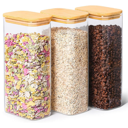 Comsaf Spice Jars with Label，8 oz Small Glass Jars with Lids, 6 Pcs Seasoning Containers, Rectangle Glass Containers with Lids, Empty Seasoning Jars for Pantry Storage, Loose Tea, Herbs, Powders, Salt