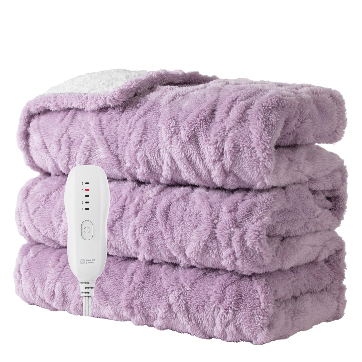 Heated Blanket-Electric Blanket,50"x60" Soft Heated Throw Blanket with 5 Heating Levels & 3 Hours auto-Off,Over-Heat Protection Fast-Heating,Machine Washable（Purple）