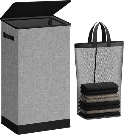 SOLEDI Laundry Hamper with Lid 100L Large & Tall Collapsible Laundry Basket