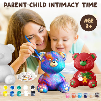 Goody King Paint Your Own Bear Lamp Kit, DIY Night Light, Arts and Crafts for Kids Ages 8-12, Art Supplies Painting kit for Kids, Room Decorations, Bear Crafts Birthday Gifts for Kids Ages 3 4 5 6 7 8