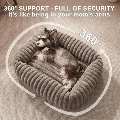 FURTIME Dog Bed for Small Dogs, Washable Orthopedic Dog Bed with Removable Cover, Rectangle Soft Calming Sleeping Puppy Bed Durable Pet Cuddler with Anti-Slip Bottom