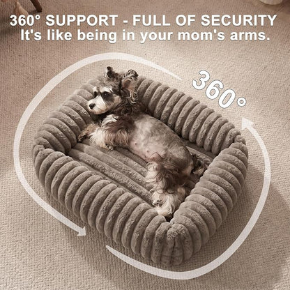 FURTIME Dog Bed for Small Medium Dog, Washable Orthopedic Pet Bed with Removable Cover, Rectangle Soft Calming Sleeping Puppy Bed Durable Pet Cuddler with Anti-Slip Bottom