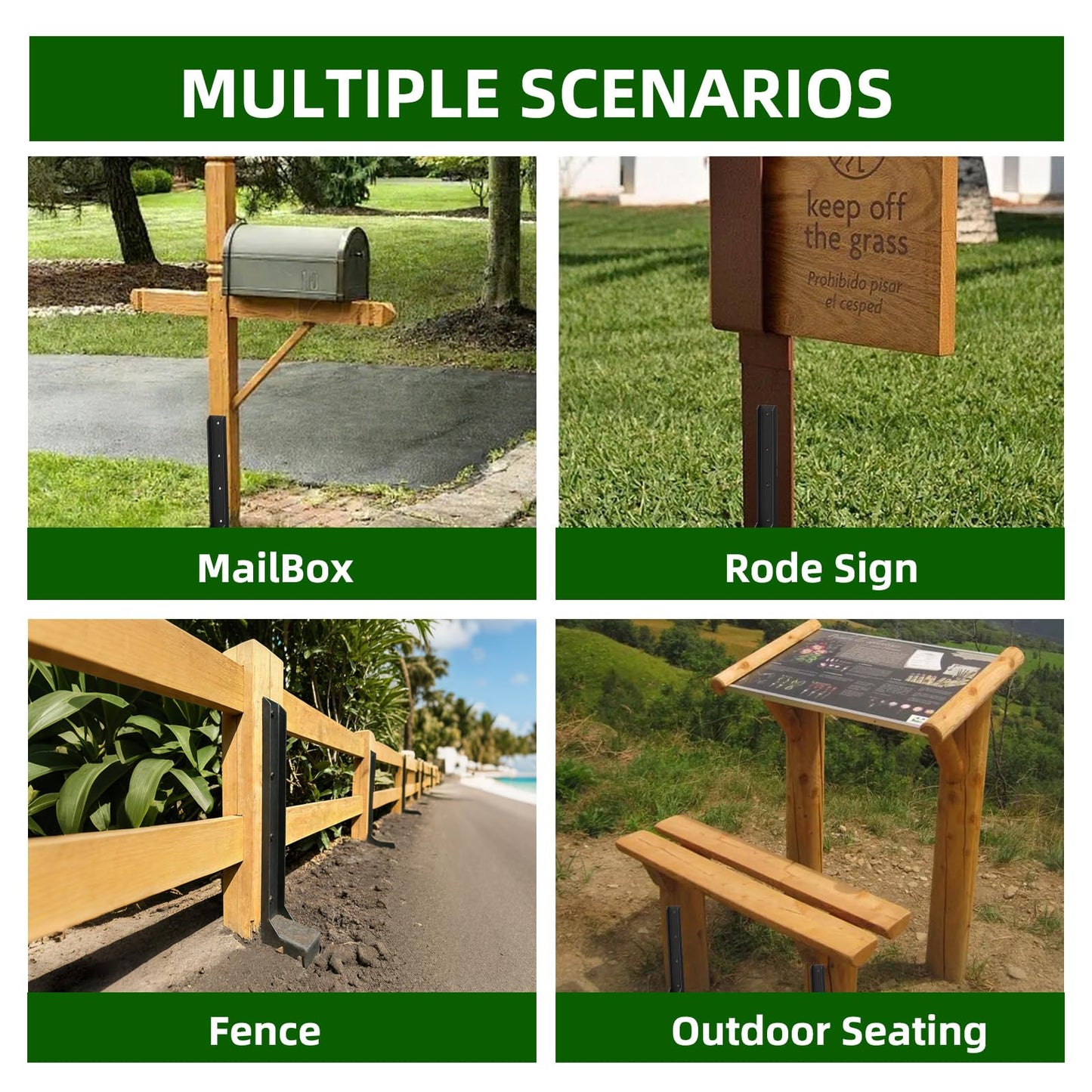 5PCS Fence Post Repair Kit, Heavy Duty Fence Posts Repair Stakes for Fix Wooden Broken Posts, Repair Tilted