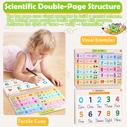 Magic Grooved Writing Practice for Kids Age 3-5, Reusable Grooved Handwriting Practice Kindergarten Workbooks for Kids Ages 3-8, Preschool Learning Activities, Tracing Books Gifts for Boys Girls