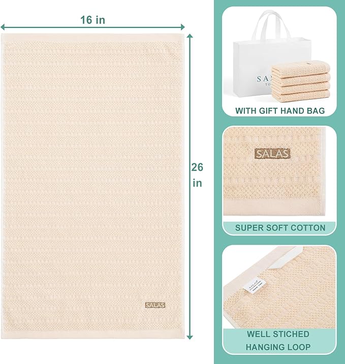 SALAS Kitchen Dish Towels, Bulk Cotton Kitchen Hand Towels, 16‘’ x 26‘’