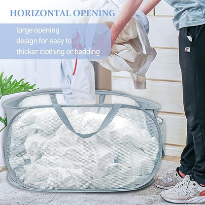 4PCS Mesh Laundry Hamper, Collapsible Laundry Baskets, 75L Large Foldable Dirty
