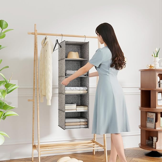 5-Shelf Hanging Storage Closet Organizer, Linen Rv Storage and Organization