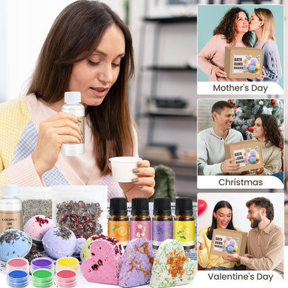 Gdblsm Bath Bomb Making Kit- DIY Bath Bomb Mold Set for Women, Make Your Own Shower Bombs with Shower Steamer Press Molds, Bath & Bathing Making Supplies Spa Craft Kits Gifts for Aldult Women