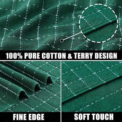 Mordimy 100% Cotton Terry Cloth Dish Cloths, Soft and Absorbent Checkered Dish