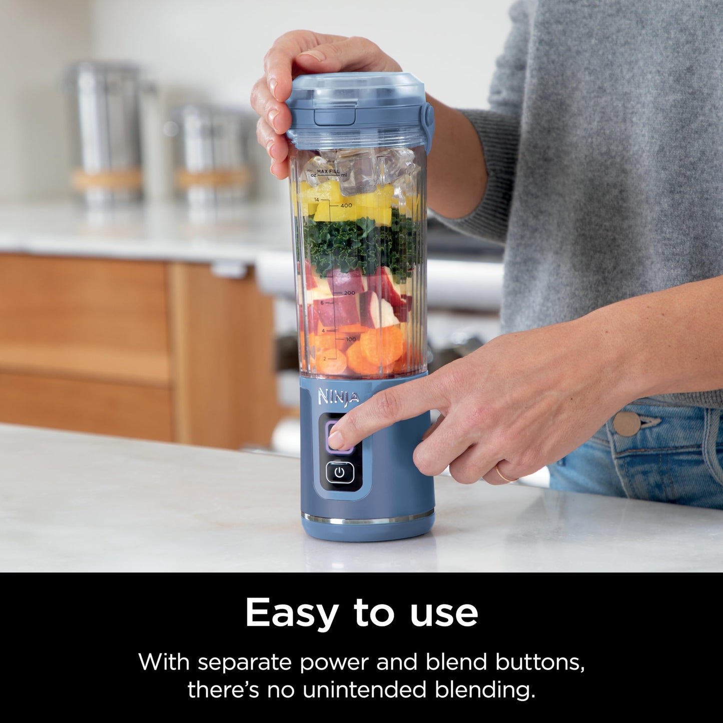 Ninja BC151BK Blast Portable Blender, Cordless, 18oz. Vessel, Personal Blender-for Shakes & Smoothies, BPA Free, Leakproof-Lid & Sip Spout, USB-C Rechargeable, Dishwasher Safe Parts, Black